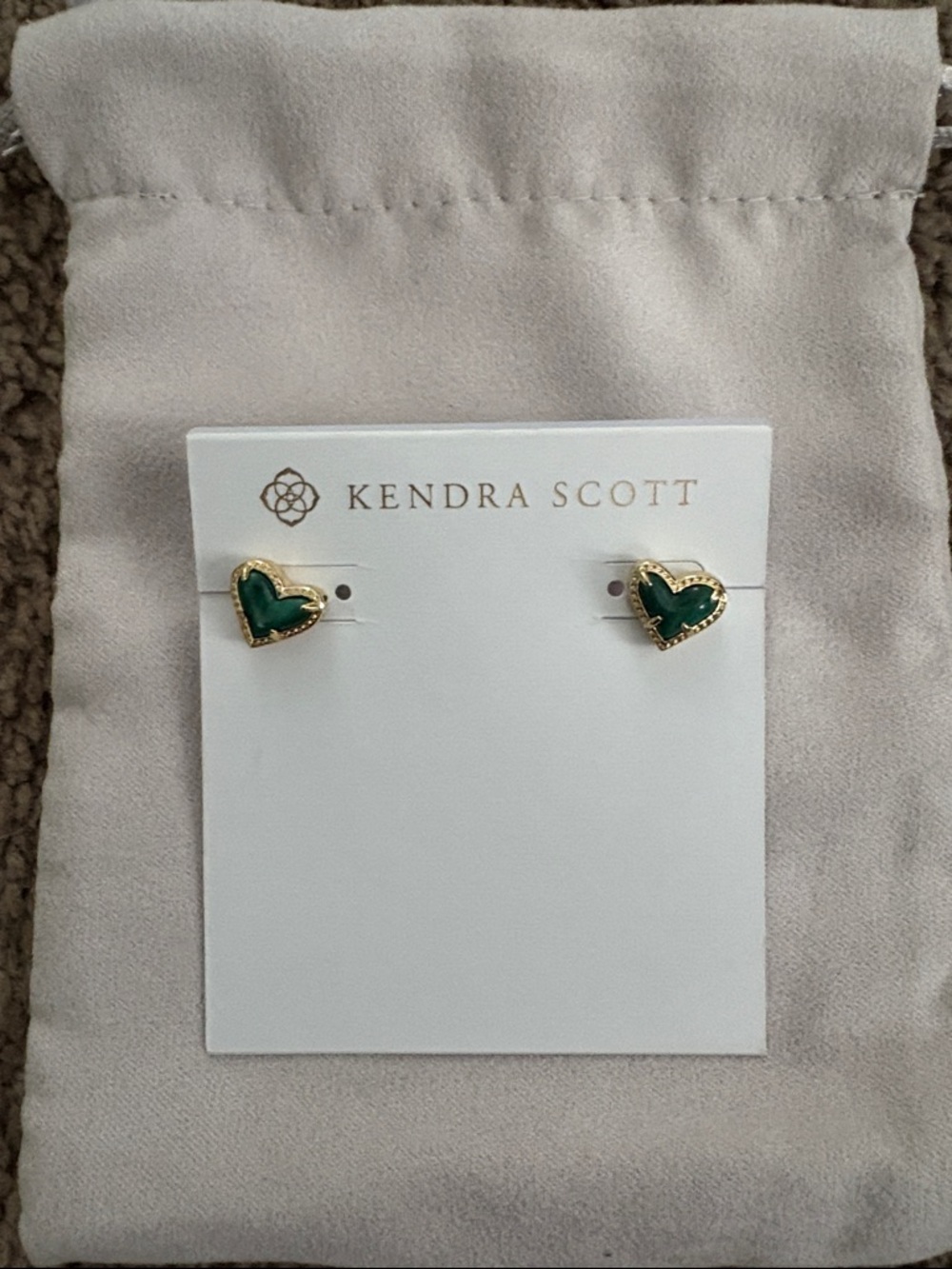 Kendra Scott golden Emerald green earrings